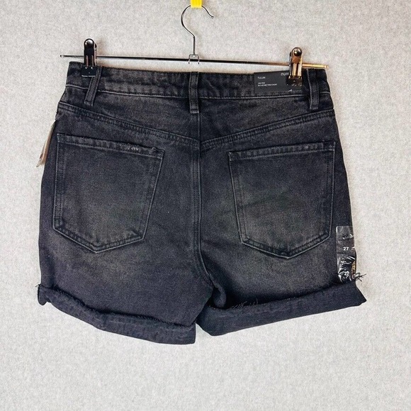 New Numero Womans Sz 27 High Rise Denim Shorts Black Distressed NWT - Picture 6 of 7